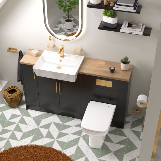 oliver 1400 matt black vanity and toilet package
