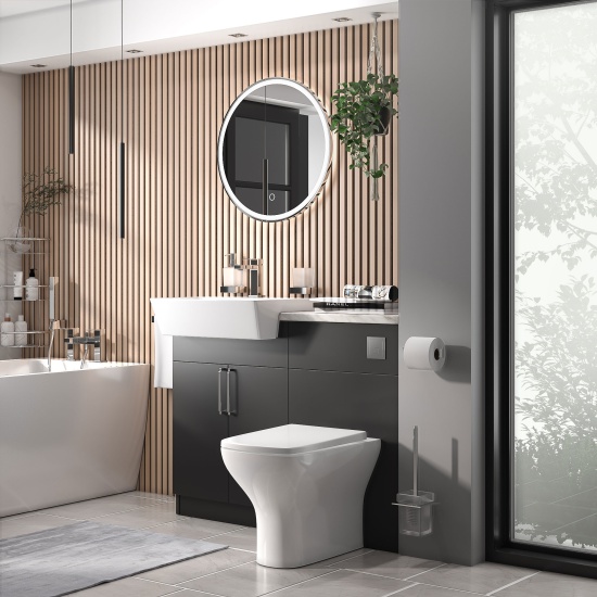oliver matt black 1100 fitted furniture unit with vanity toilet
