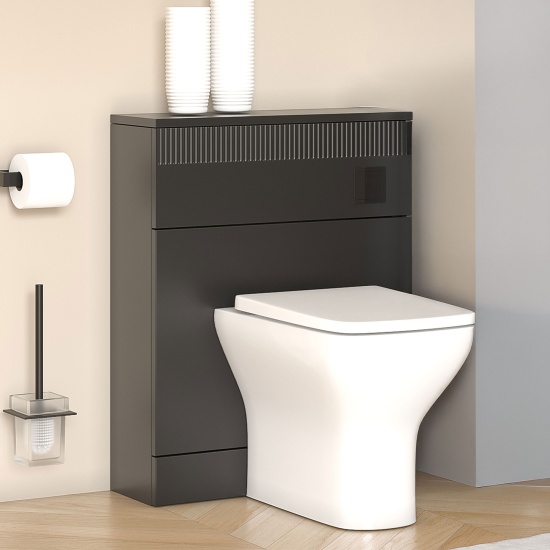 jasmine black 1000mm vanity unit with black handles, btw toilet unit and 1700 & 1800mm bath