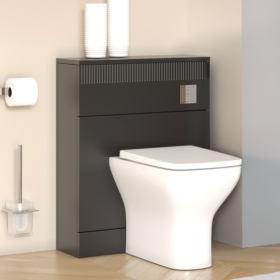 jasmine black 1000mm vanity unit with chrome handles, btw toilet unit and 1700 & 1800mm bath