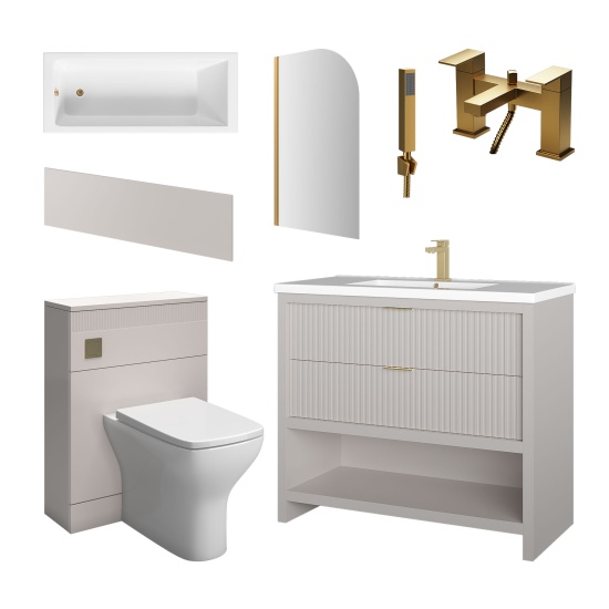 jasmine bath suite with cashmere 1000mm vanity unit wc toilet unit gold