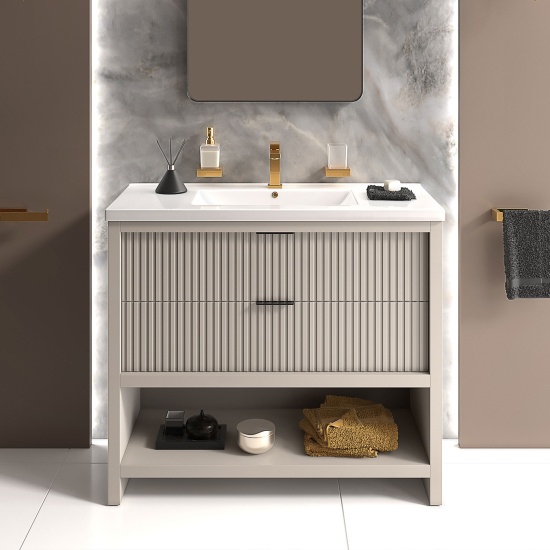 jasmine cashmere 1000mm vanity unit with gold handles, btw toilet unit and 1700 & 1800mm bath