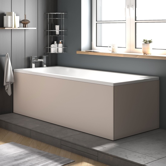 jasmine cashmere 1000mm vanity unit with chrome handles, btw toilet unit and 1700 & 1800mm bath