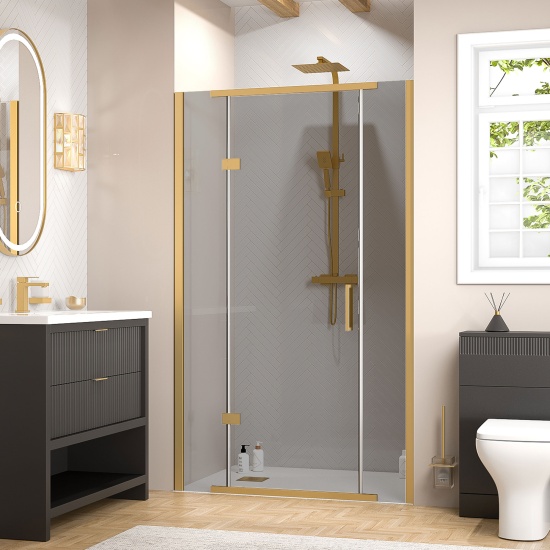 jasmine recessed shower suite with black 1000mm vanity unit wc toilet unit gold
