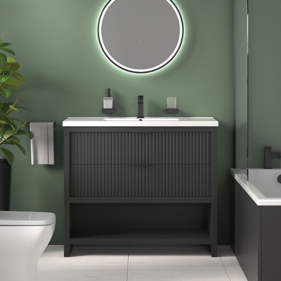 jasmine corner shower suite with black 1000mm vanity unit wc toilet unit black