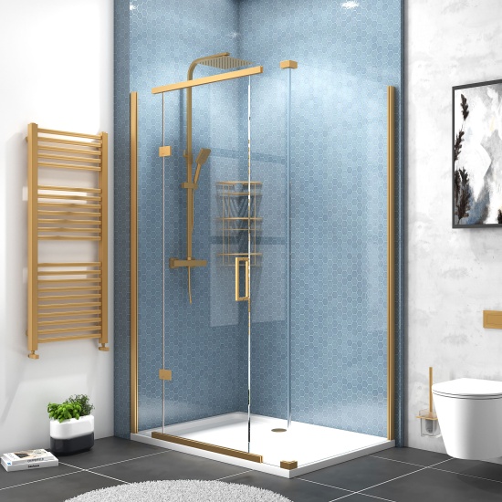 jasmine corner shower suite with cashmere 1000mm vanity unit wc toilet unit gold