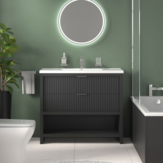 jasmine 3 sided shower suite with black 1000mm vanity unit wc toilet unit chrome
