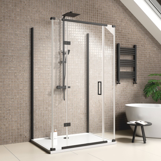 jasmine 3 sided shower suite with black 1000mm vanity unit wc toilet unit black