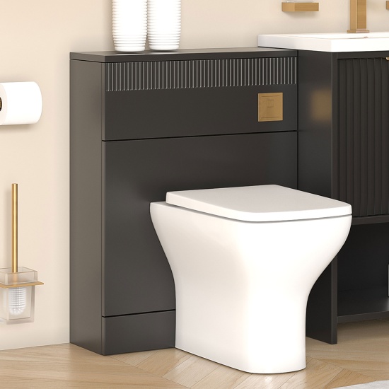 Jasmine Black 1000mm Vanity Unit, BTW Toilet Unit and 1200mm 3-sided Shower Enclosure | Clear or Smoked Glass | Gold Hardware 1