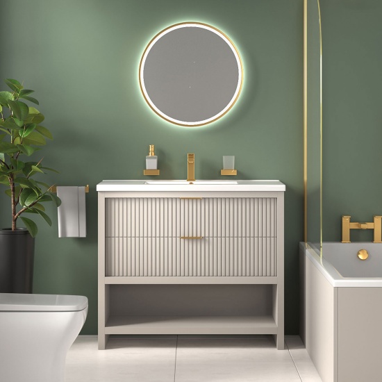 jasmine 3 sided shower suite with cashmere 1000mm vanity unit wc toilet unit gold