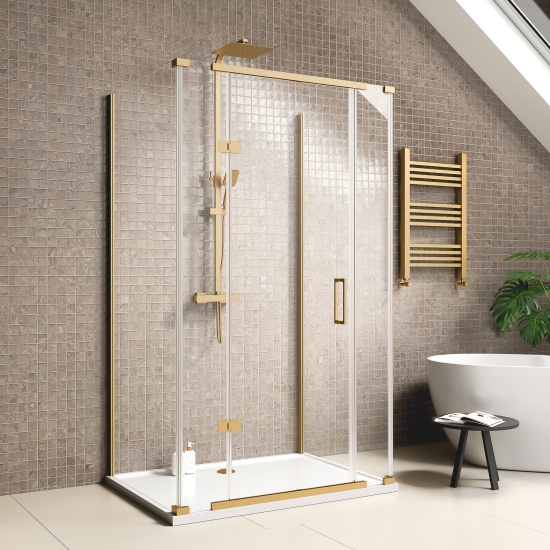 jasmine 3 sided shower suite with cashmere 1000mm vanity unit wc toilet unit gold