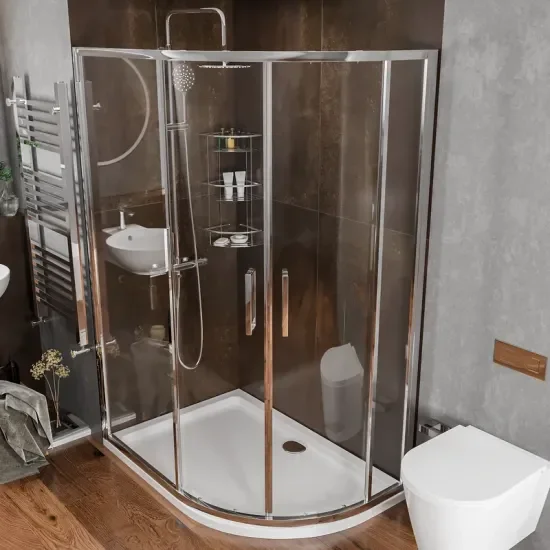 Radiant Reduced Height Shower Enclosure: 1200 x 800mm Offset Quadrant with Chrome Profiles  5
