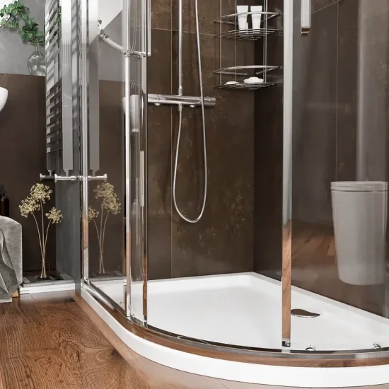 Radiant Reduced Height Shower Enclosure: 1200 x 800mm Offset Quadrant with Chrome Profiles  6