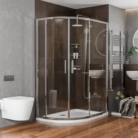 Radiant Reduced Height Shower Enclosure: 1200 x 800mm Offset Quadrant with Chrome Profiles  7