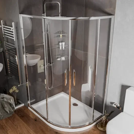 Radiant Reduced Height Shower Enclosure: 1200 x 900mm Offset Quadrant with Chrome Profiles  5
