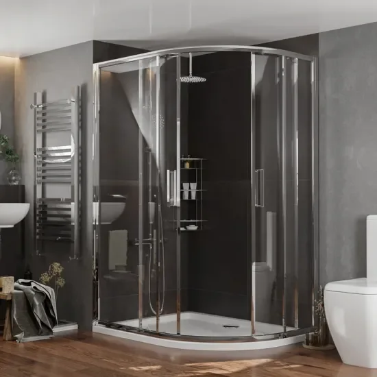 Radiant Reduced Height Shower Enclosure: 1200 x 900mm Offset Quadrant with Chrome Profiles  6