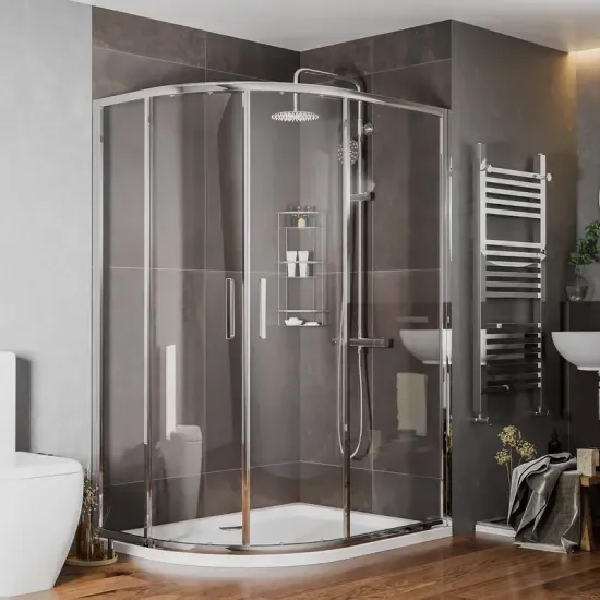 Radiant Reduced Height Shower Enclosure: 1200 x 900mm Offset Quadrant with Chrome Profiles  7