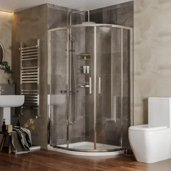 Radiant Reduced Height Shower Enclosure: 1000 x 800mm Offset Quadrant with Chrome Profiles  3