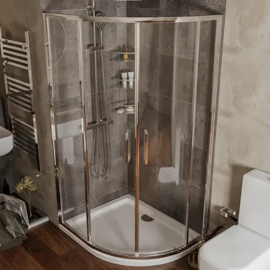 Radiant Reduced Height Shower Enclosure: 1000 x 800mm Offset Quadrant with Chrome Profiles  5