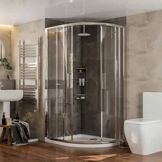 Radiant Reduced Height Shower Enclosure: 1000 x 800mm Offset Quadrant with Chrome Profiles  6