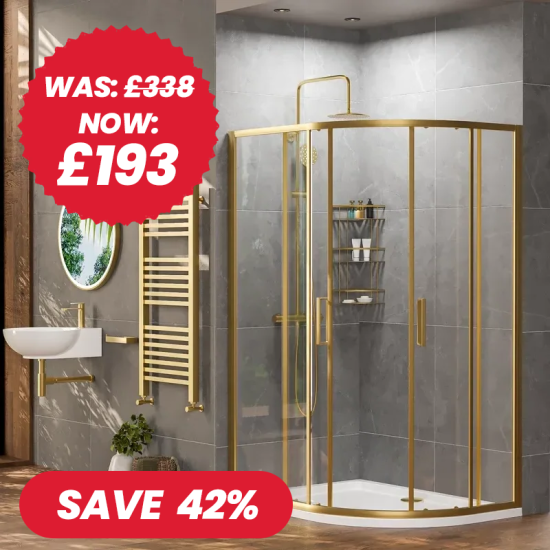 Radiant Deluxe Offset Quadrant 1200 x 900mm Shower Enclosure (Brushed Brass Profiles, 1900mm Height) 7