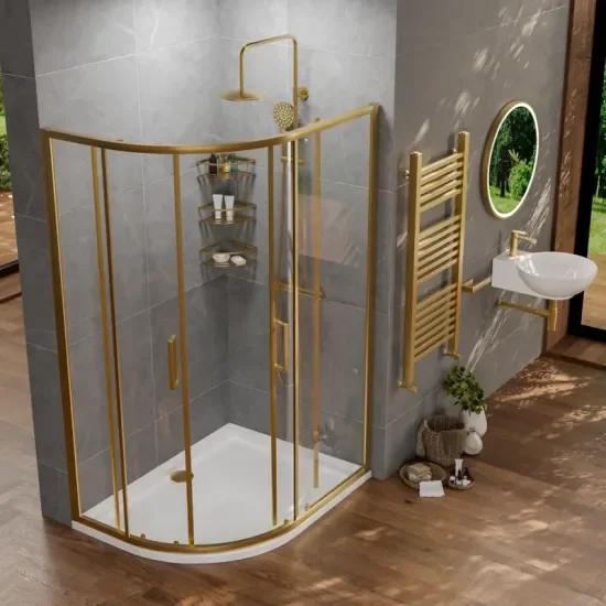 Radiant Deluxe Offset Quadrant 1200 x 900mm Shower Enclosure (Brushed Brass Profiles, 1900mm Height) 4