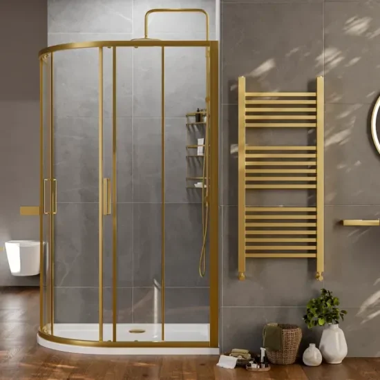 Radiant Deluxe Offset Quadrant 1200 x 900mm Shower Enclosure (Brushed Brass Profiles, 1900mm Height) 5