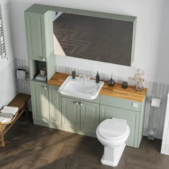 Oliver Sage Green 1700 Shaker Fitted Furniture with Tall Boy