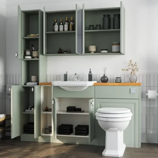 Oliver Sage Green 1700 Shaker Fitted Furniture with Tall Boy
