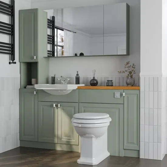 Oliver Sage Green 1700 Shaker Fitted Furniture with Tall Boy