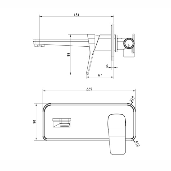JTP Hix Matt Black Wall Mounted Basin Mixer Tap