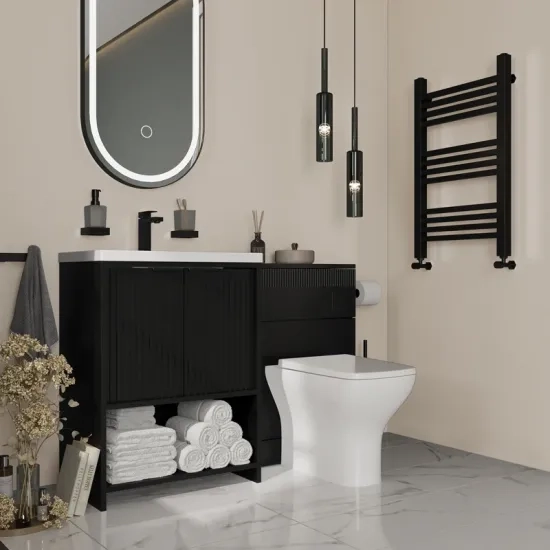 jasmine black cloakroom suite 600 basin unit wc toilet