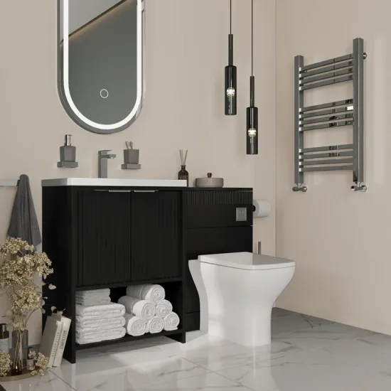 jasmine black cloakroom suite 600 basin unit wc toilet
