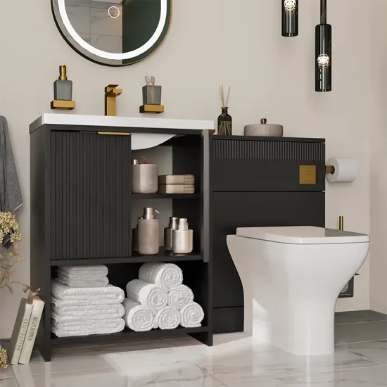 jasmine black cloakroom suite 600 basin unit wc toilet