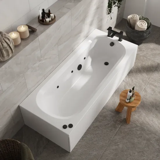 Laguna acrylic black jet whirlpool 1700 x 800 single ended