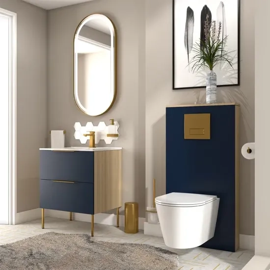 Variation Image for Alani Navy Blue Vanity with WC Unit | Handles & Legs in Black