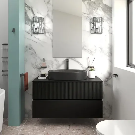 Product Image for Jasmine Black 1000mm Wall Hung Vanity Unit with Black Basin
