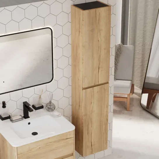 Product Image for Marilyn 600mm Wall Hung Vanity Unit in Halifax Oak