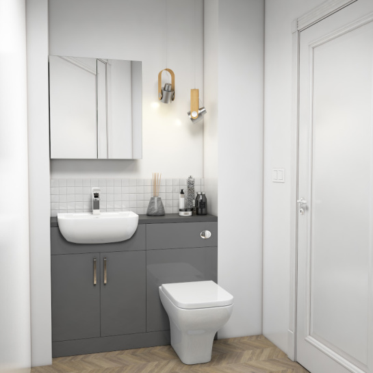 Oliver Fitted Suite w Mirror Cabinet: Anthracite