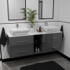 double vanity unit with storage and countertop basins