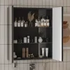 Patello Grey 2 Door Mirror Cabinet Glass Shelves