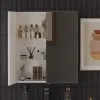 Patello White 2 Door Mirror Cabinet Glass Shelves