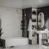 portland 1500 righthand p shape curved shower bath