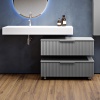 premium 1200 wall hung sink with optional cloud grey drawer storage