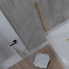gold l shaped bath screen with rail