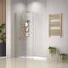 radiant gold 1600 walkin recess shower enclosure black tray