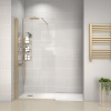 radiant gold 1600 walkin recess shower enclosure black tray