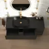 Product Image for 1300mm Black Wall Hung Vanity with Black Marble Basin & Side Unit 