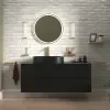 Product Image for 1300mm Black Wall Hung Vanity with Black Marble Basin & Side Unit 