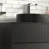 Product Image for 1300mm Black Wall Hung Vanity with Black Marble Basin & Side Unit 